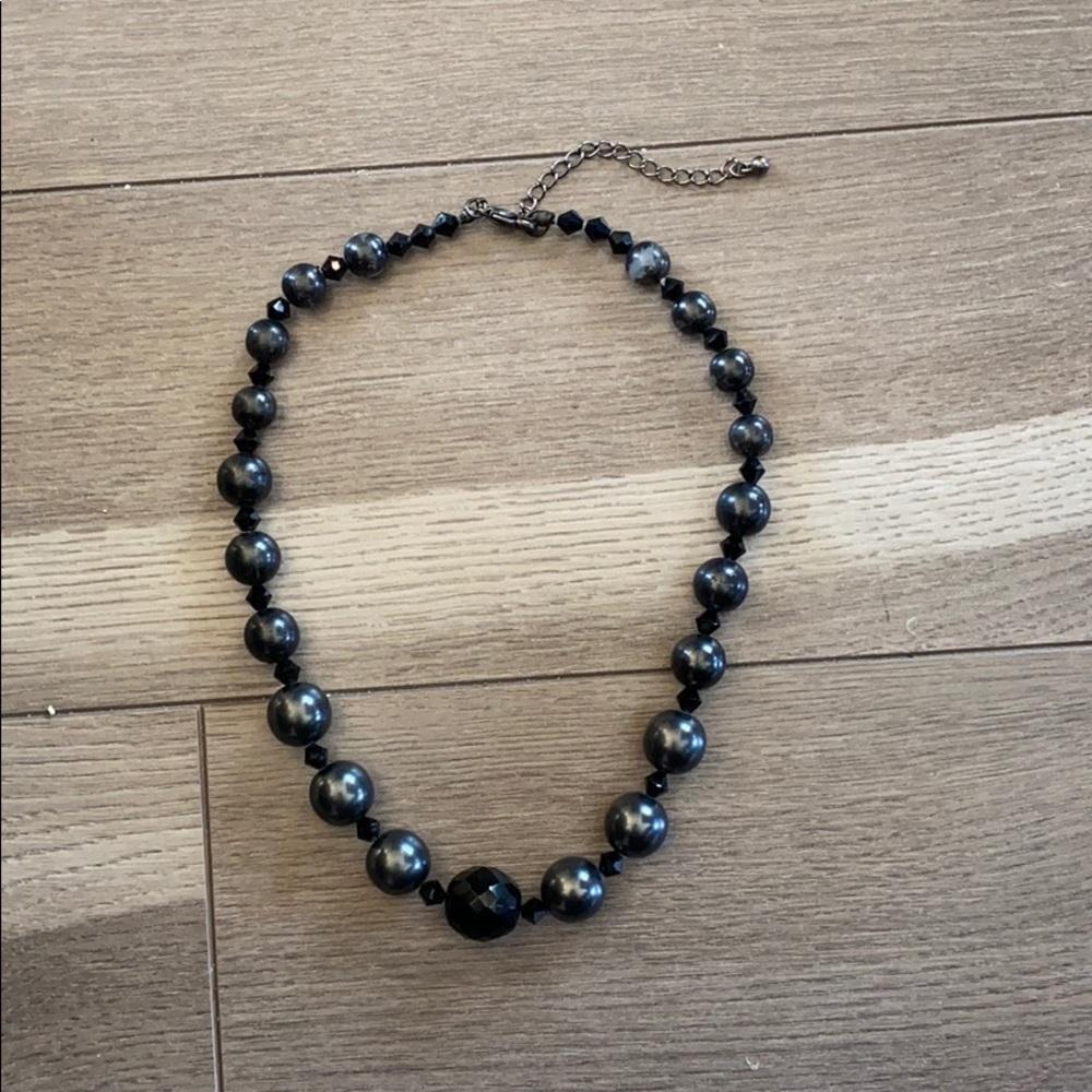 Black beaded costume jewelry necklace